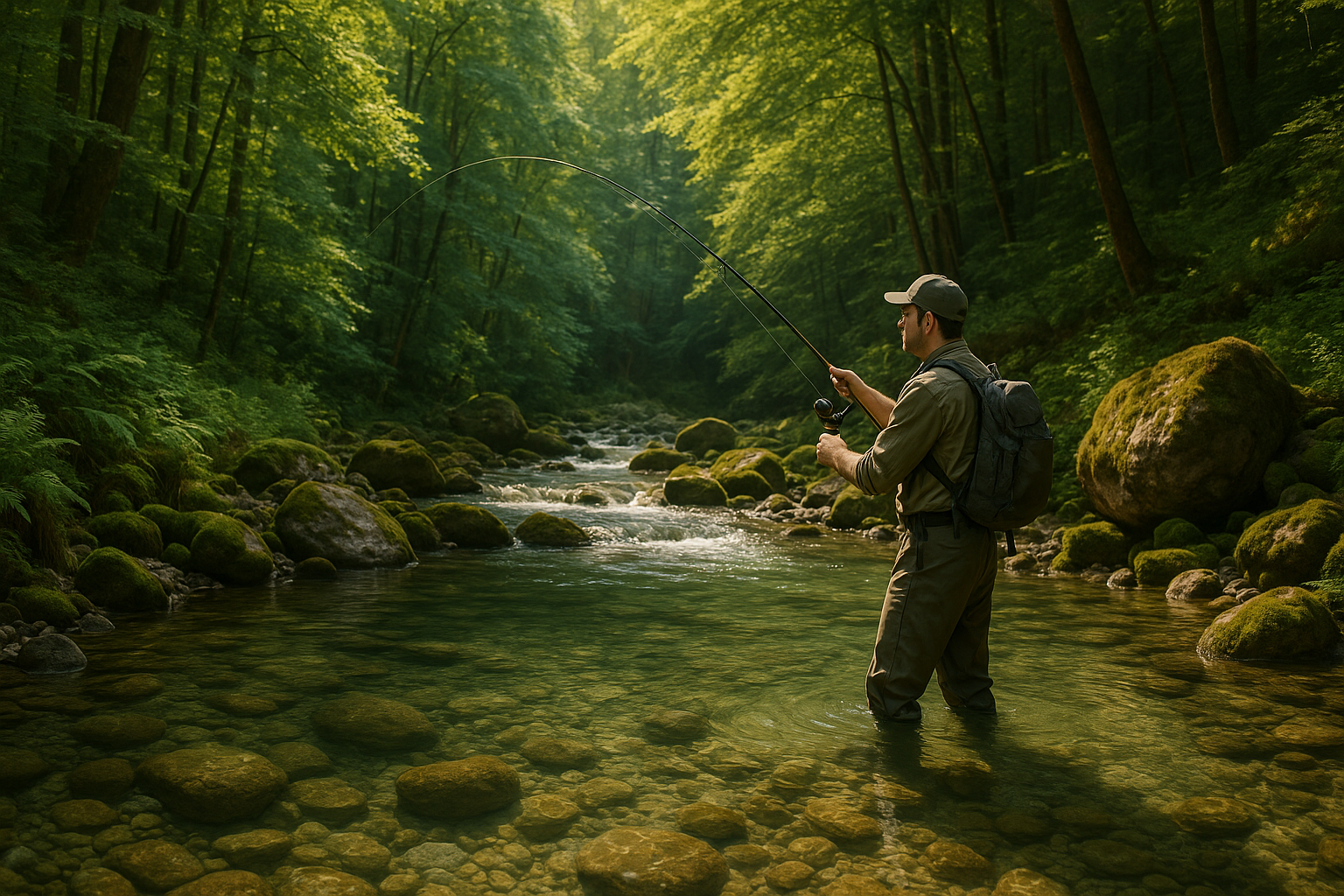 una sessione di pesca a spinning in torrente immersi nella natura
